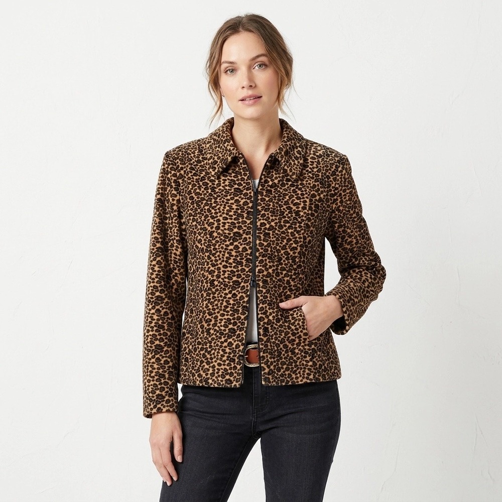 Lena Gabrielle 12 Jacket Faux Fur Leopard Print Vintage Made in USA Glam Rock